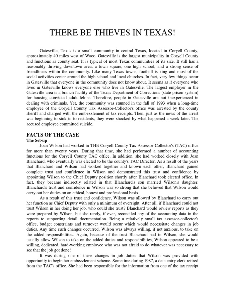 Theft Amongst Trust An Analysis of an Embezzlement Scheme within the