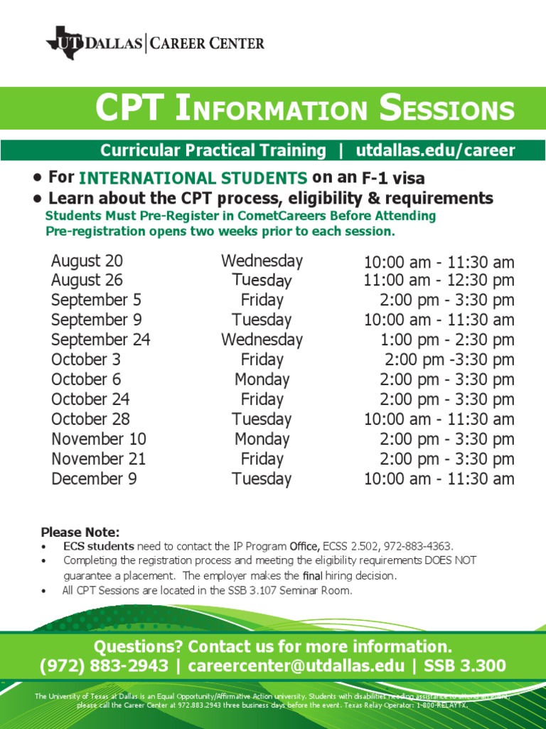 CPT Information Sessions for F-1 Students | PDF