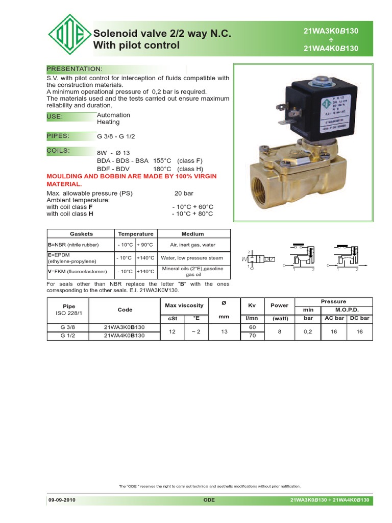 47364 Solenoid Valves Datasheet Series 21WA W WN (2) | Pipe (Fluid