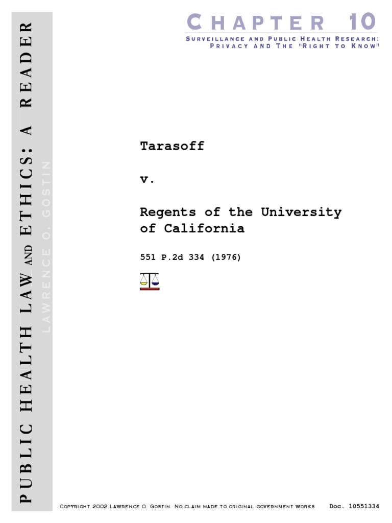 Tarasoff | PDF | Duty Of Care | Negligence