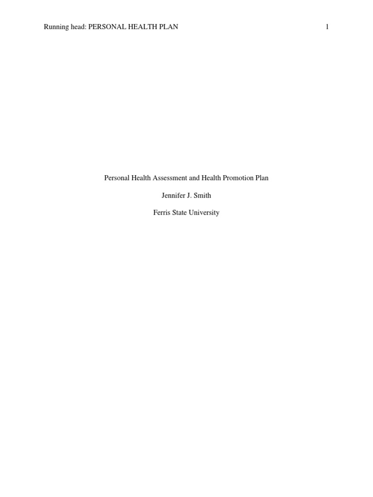 Personal Health Promotion Plan | PDF | Physical Exercise | Body Mass Index