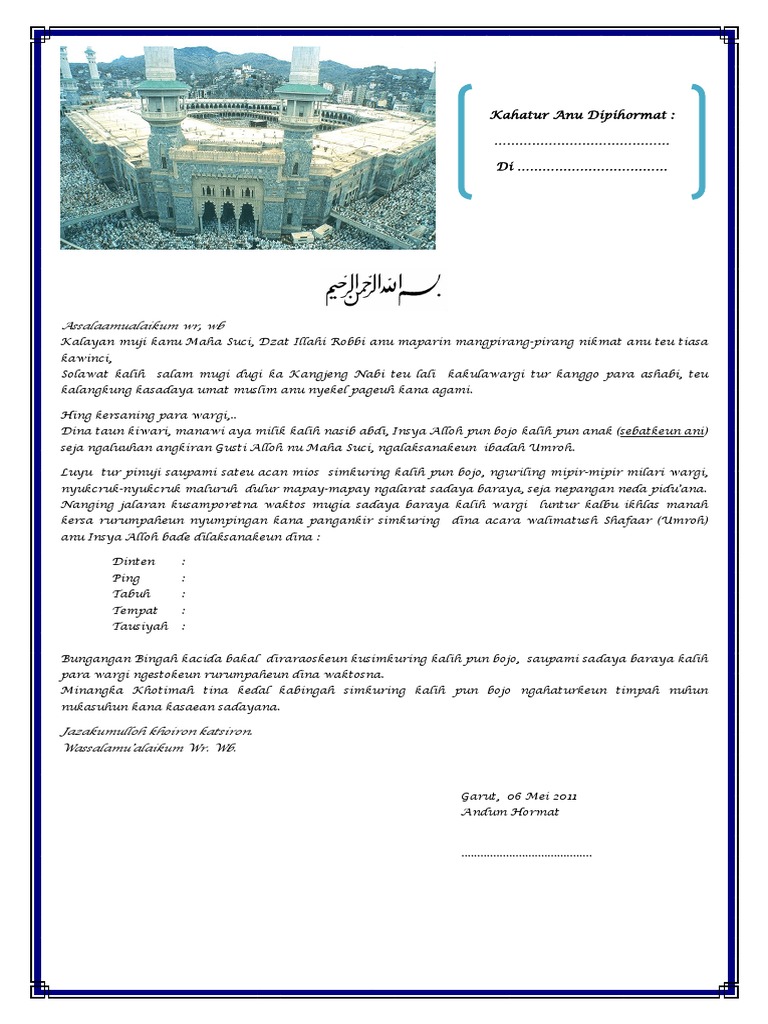 Contoh Undangan Walimatul Umroh Basa Sunda