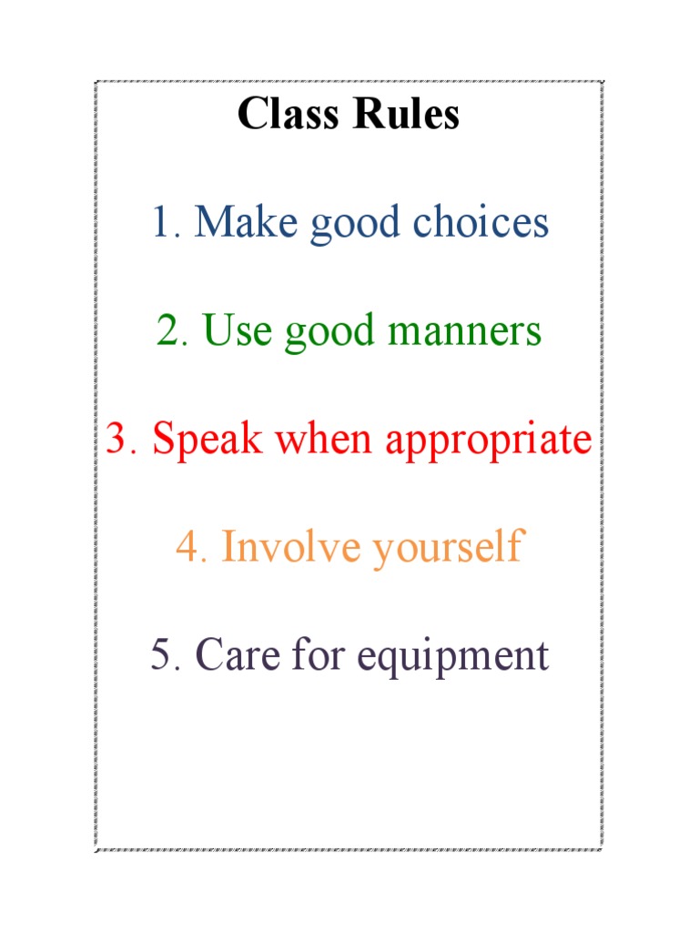 Essential Class Rules for Students | PDF | Career & Growth | Science ...