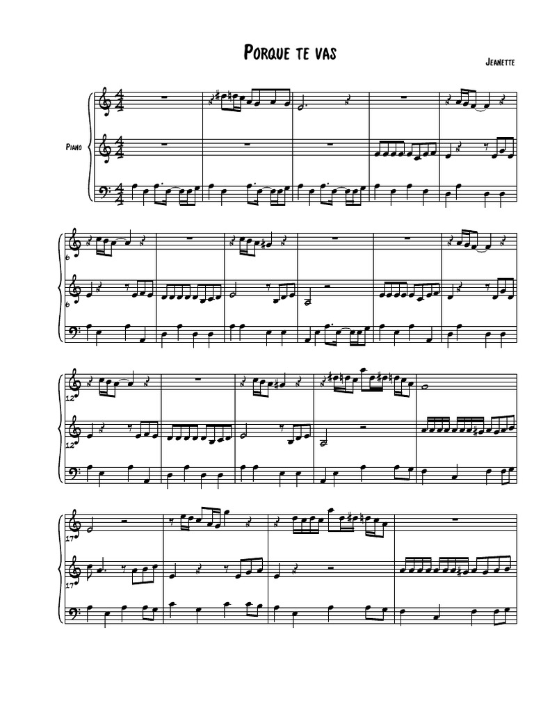 Porque Te Vas Piano Jaenette Pdf