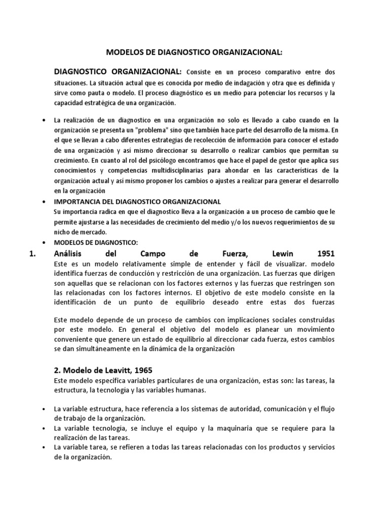 Modelos de Diagnostico Organizacional | Descargar gratis PDF ...