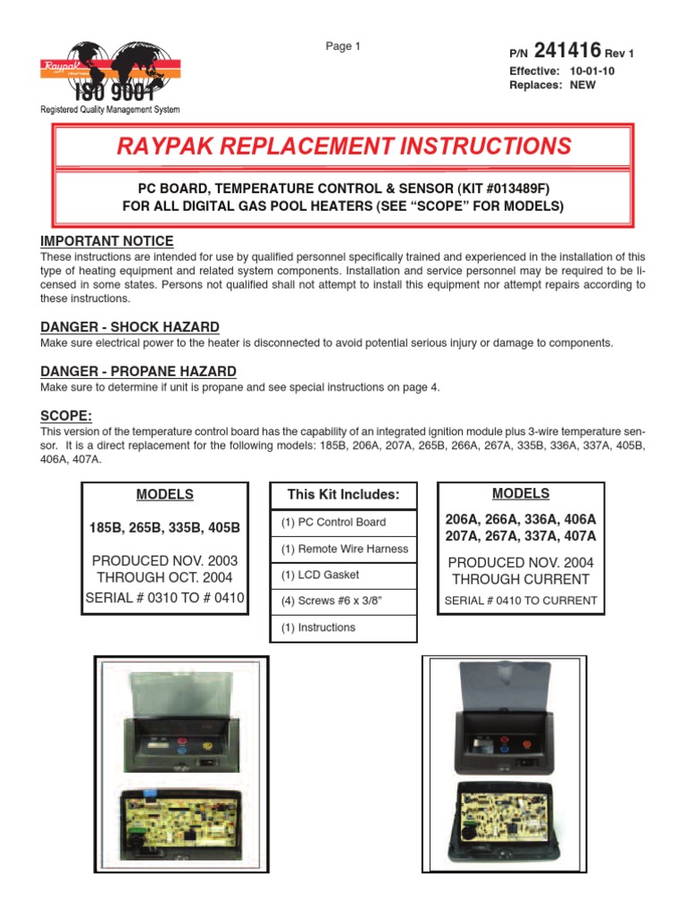 Raypak RP2100 Digital Gas Spa and Pool Heater | Electrical Wiring ...