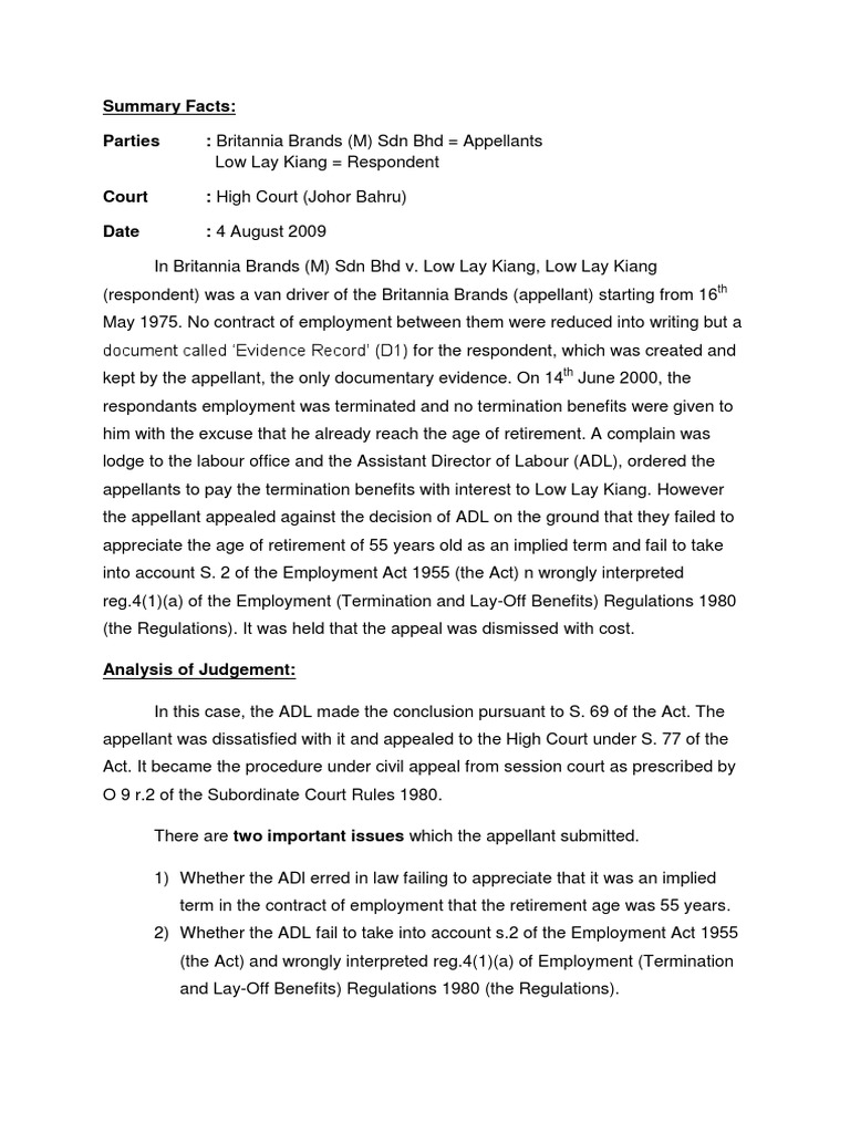 Case Analysis Contractual Term Appeal