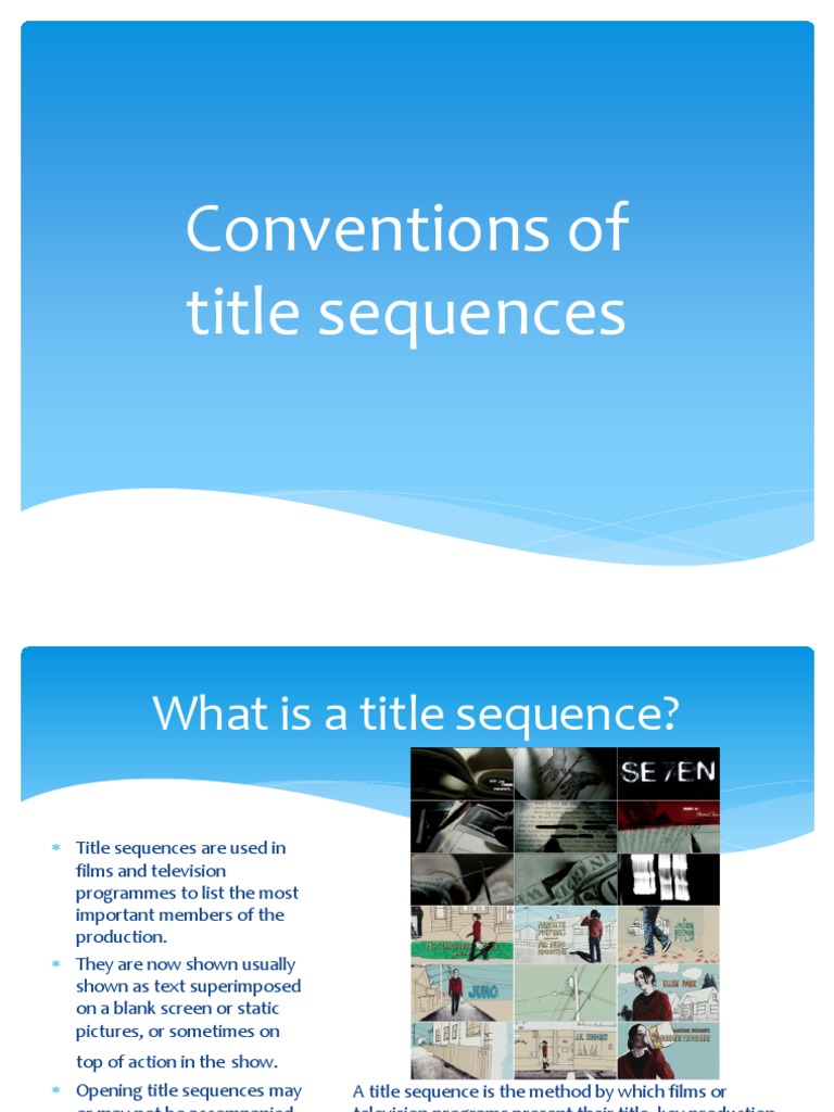 Title Sequence Conventions in Film | PDF | Entertainment | Leisure