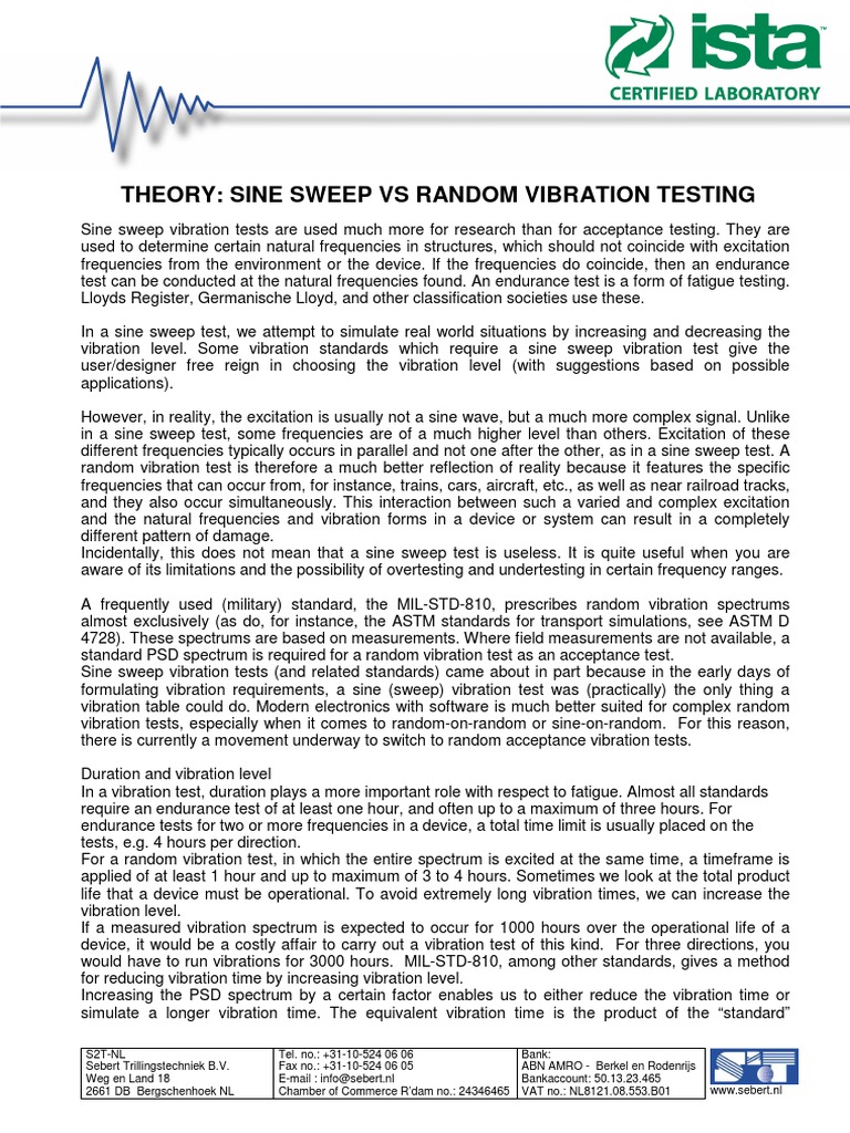Theory Sine Sweep Vs Random Vibration Testing | PDF | Frequency ...