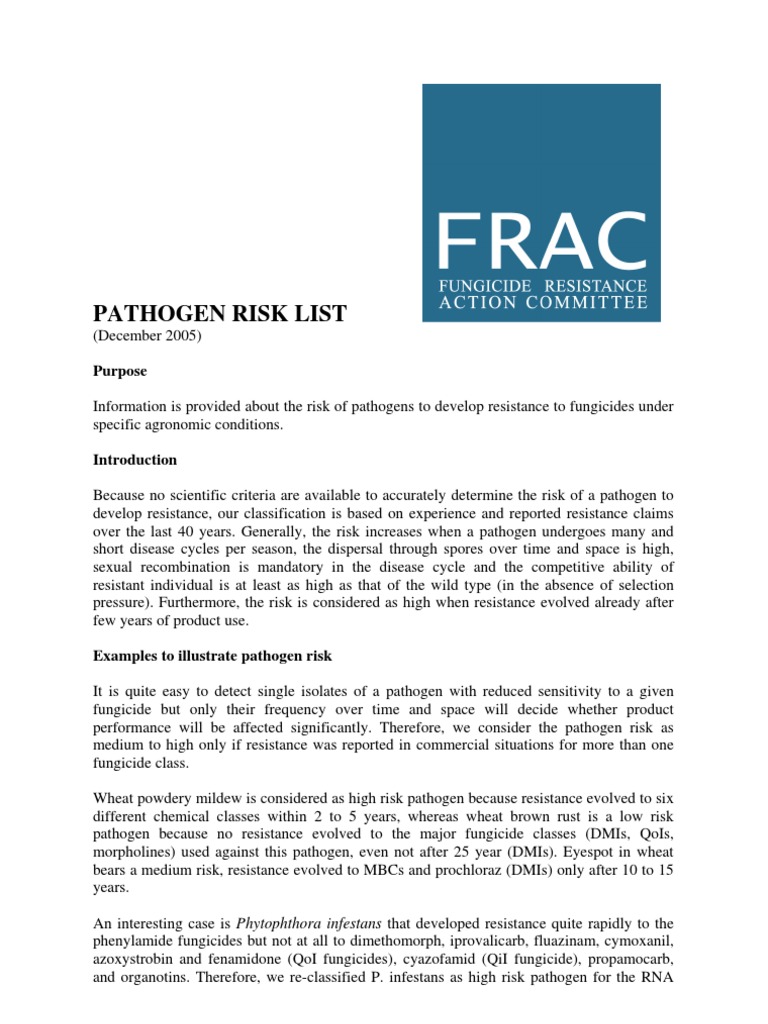 FRAC - Pathogen Risk List | PDF