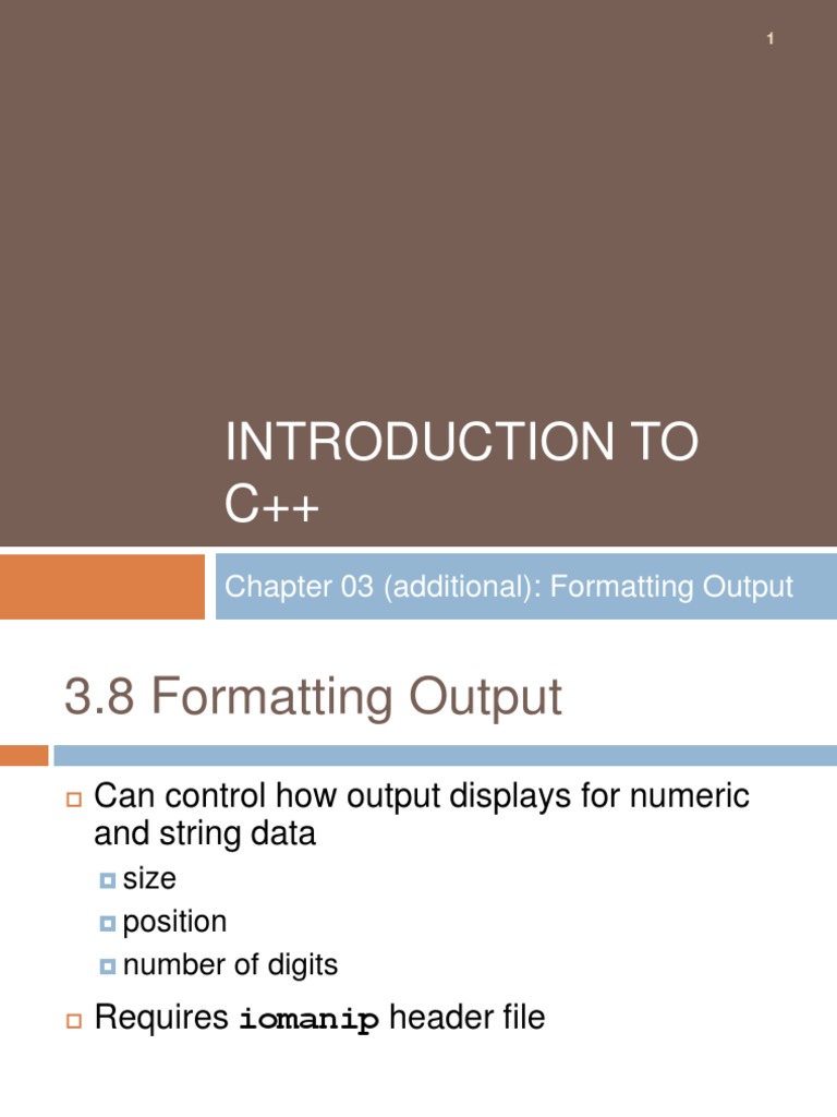 C++ Output Formatting Techniques | PDF | Teaching Methods & Materials