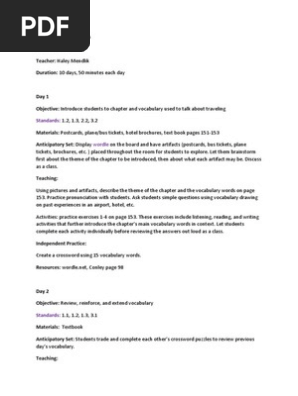 Detailed Lesson Plan Reading Comprehension Vocabulary