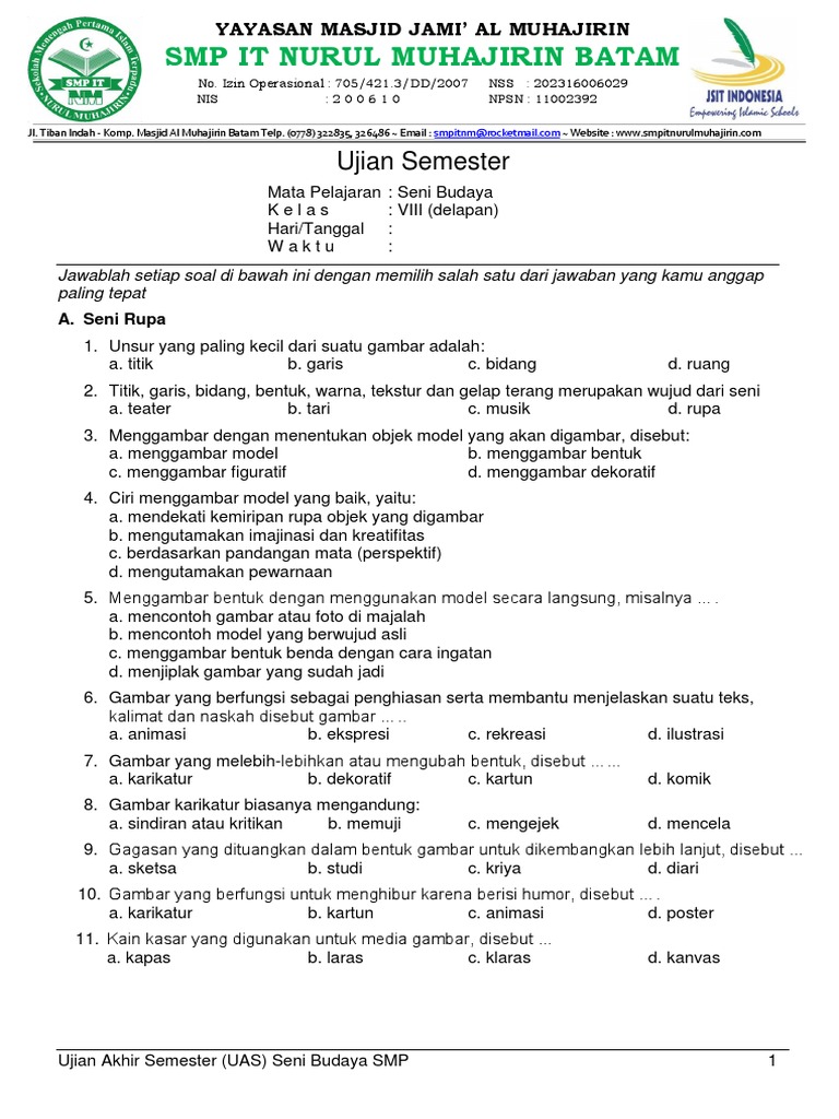 Soal Ujian Semester Ganjil TP. 20142015 Mata Pelajaran