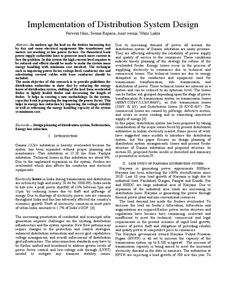 Implementation of Distribution System | PDF | Electric Power ...