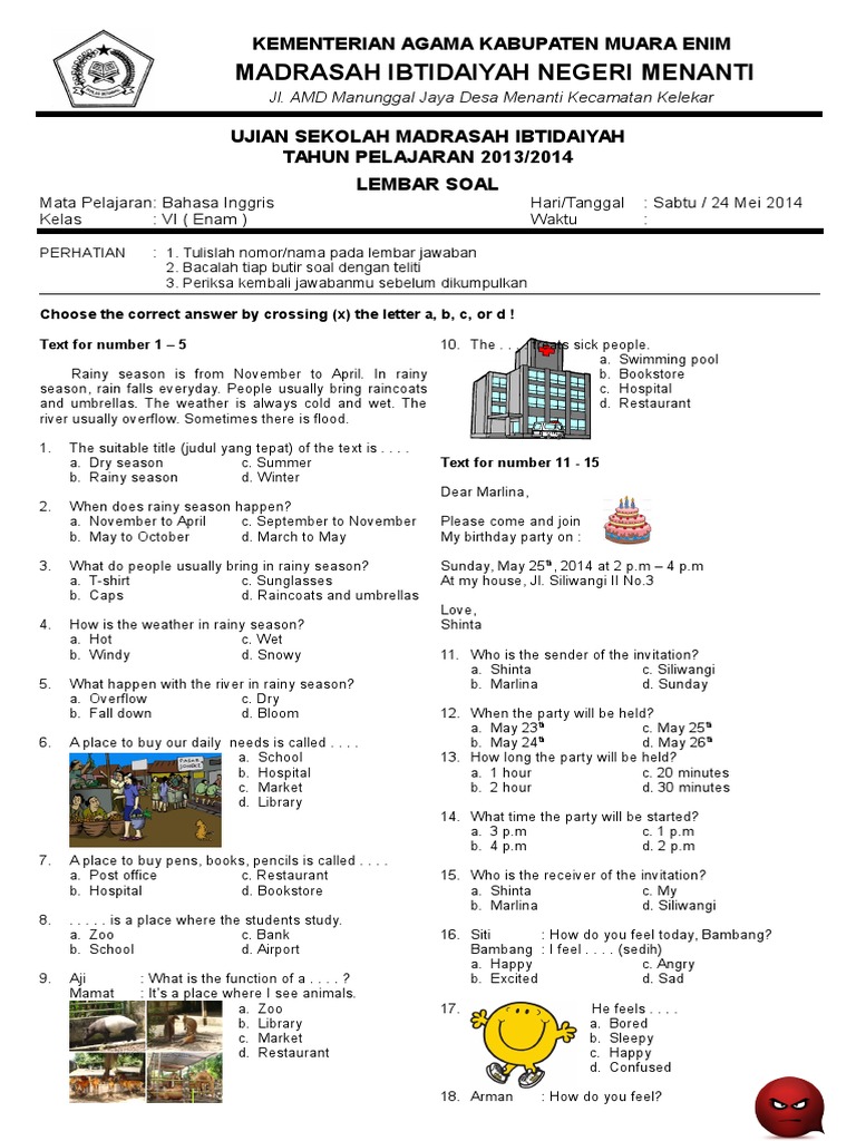 Soal Weather Kelas 6 Sd - Guru Paud