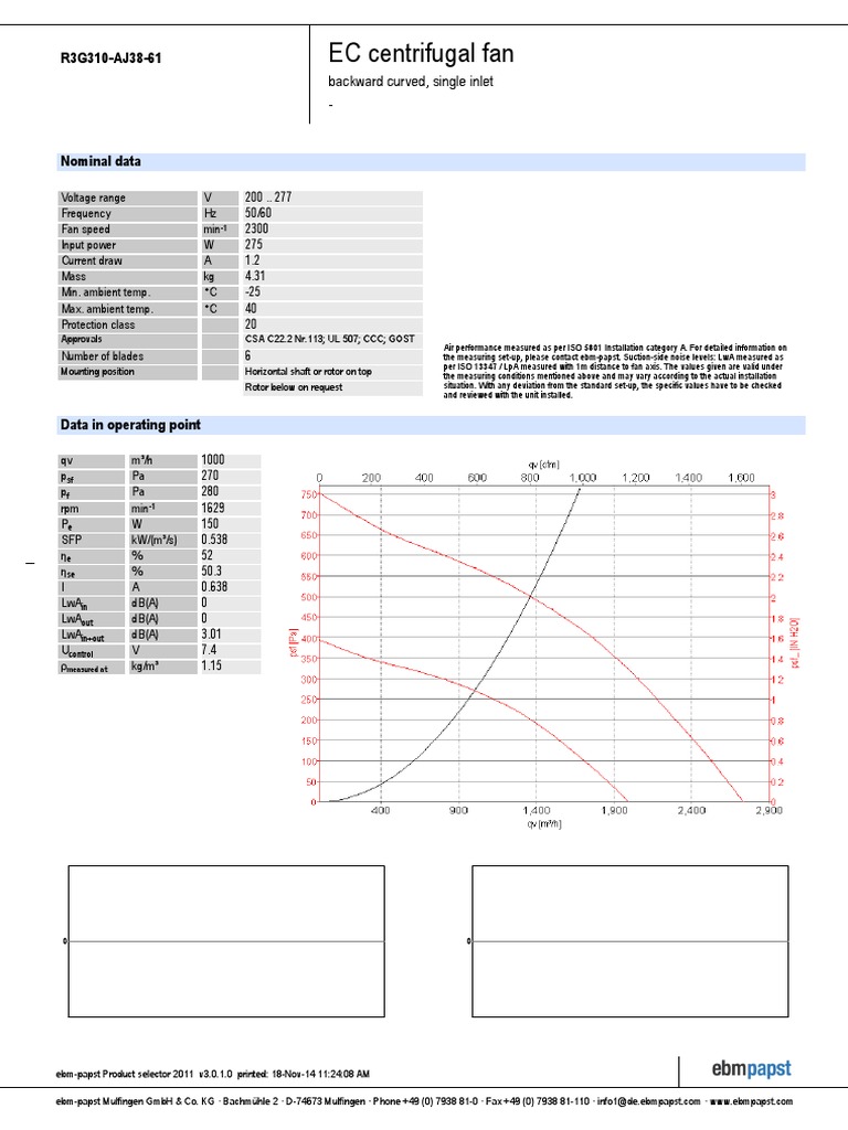 EC Centrifugal Fan Specifications | PDF