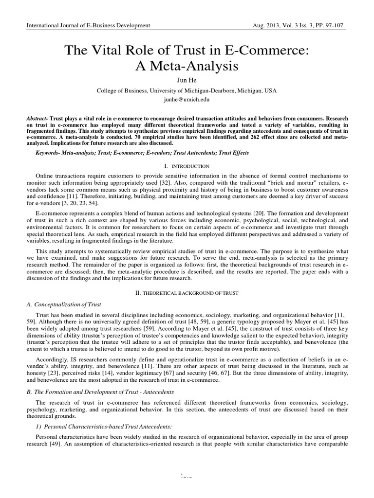 Trust's Impact on E-Commerce Success | PDF | Trust (Emotion) | Effect Size