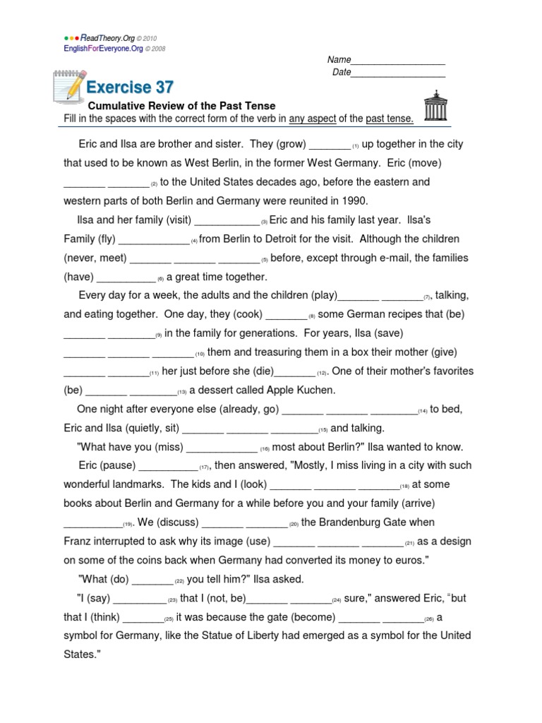 Past TenseS Exercise 37