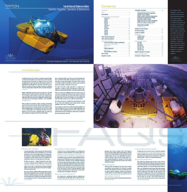 Triton Master Brochure Scuba Diving Submarines