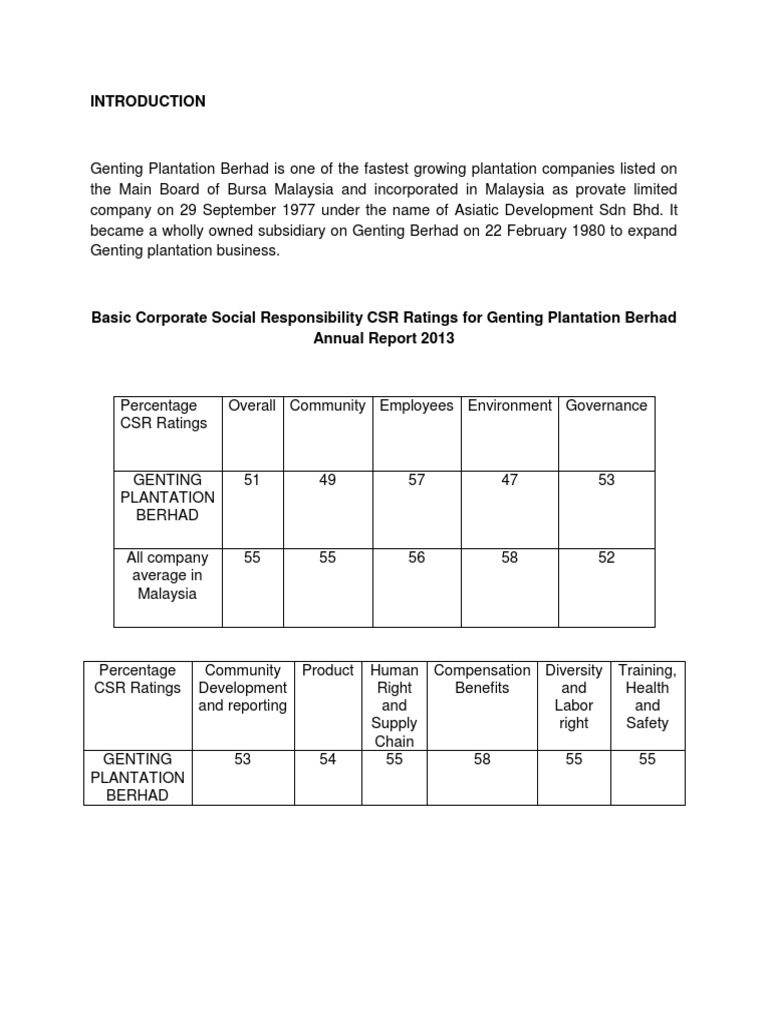 Genting PDF Corporate Social Responsibility Sustainability