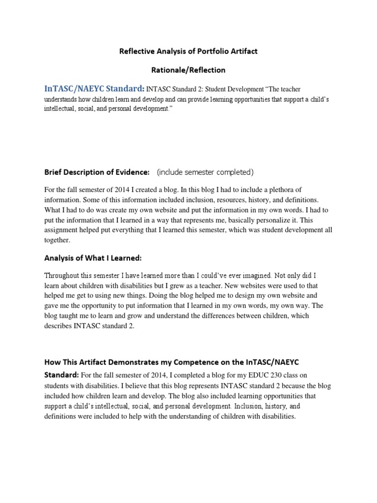 Reflective Analysis on Student Development Blog | PDF