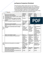 College Comparison Worksheet