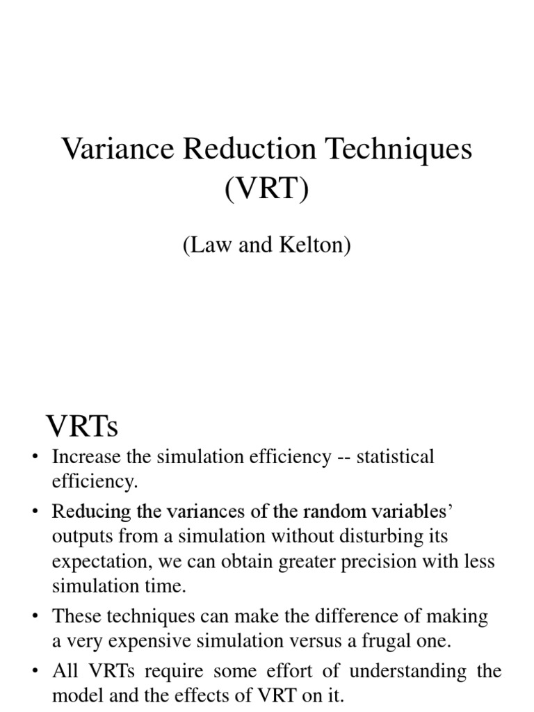 Variance Reduction Techniques (VRT) | PDF