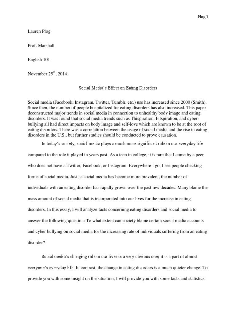 eating disorder informational essay