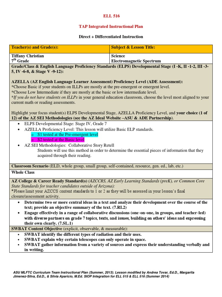 Signature Assignment Lesson Plan | PDF | Educational Assessment ...