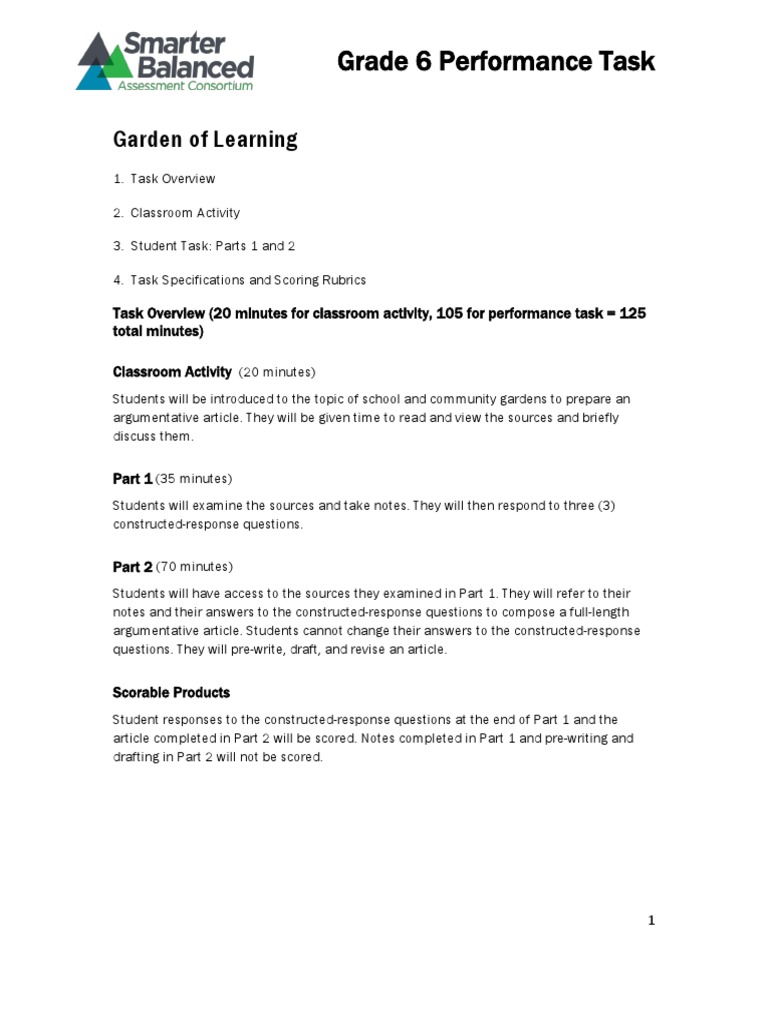 Performance task grade 6 worksheets