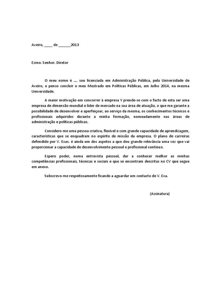 Carta de Motivação PDF