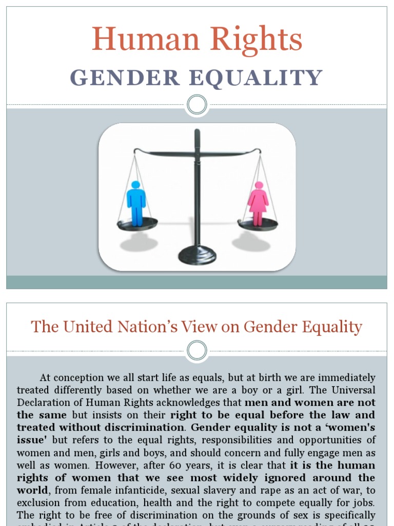 Gender Equality: A Human Rights Perspective | PDF | Gender Equality ...