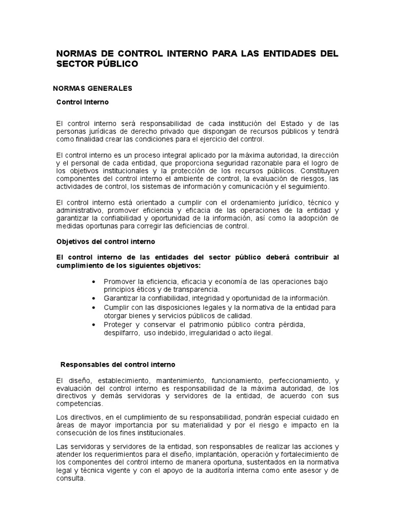 Informe de Control Interno en Las Entidades Publicas | PDF ...