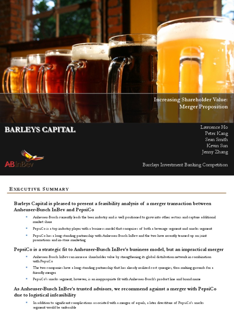 Barclays Investment Banking Case Competition PDF Mergers And