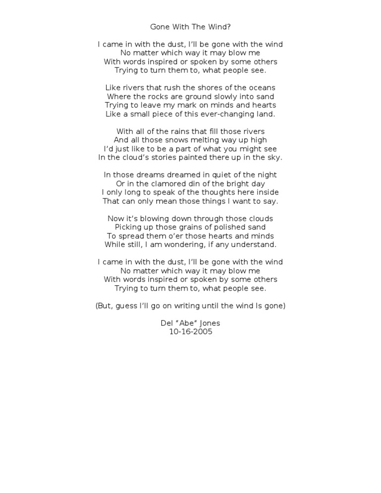 Gone With The Wind | PDF | Poetry