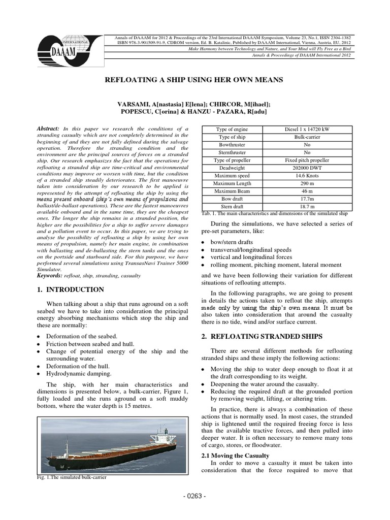 Grounding 2 Ships Buoyancy