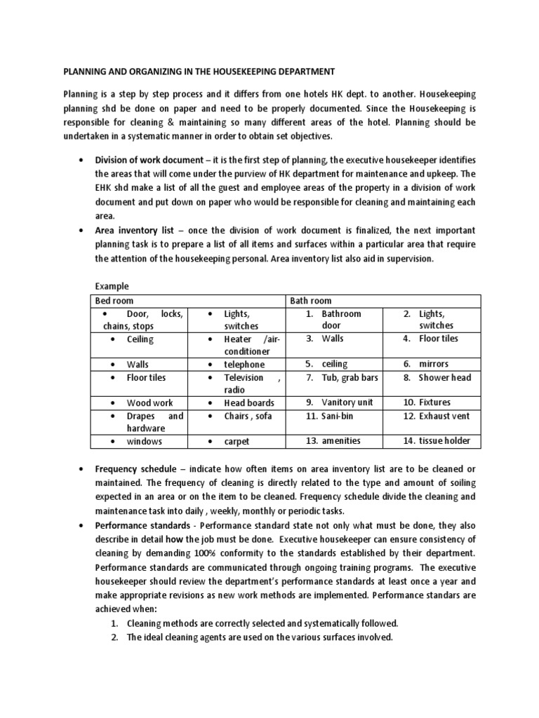 Narrative essay about housekeeping picture