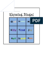 rhyming bingo worksheet