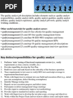 Quality Analyst Job Description