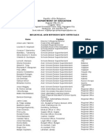 Regional and Division Key Officials: Republic of The Philippines Department of Education