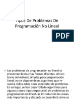 Tipos de Problemas de Programación No Lineal