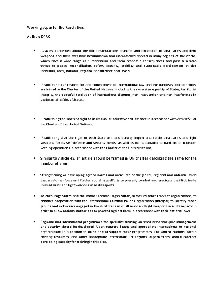 UN Working Paper on Small Arms Control | PDF | United Nations ...