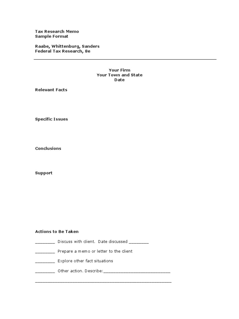 Tax Research Memo Template Guide | PDF | Business