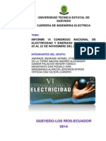 Informe Del Vi Congreso Nacional de Electricidad y Energias Alternativas