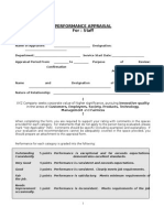 Performance Appraisal Form For Staff