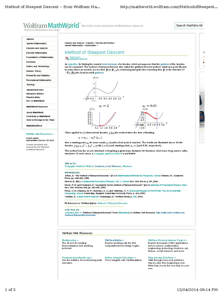 Method of Steepest Descent | PDF | Maxima And Minima | Teaching Mathematics