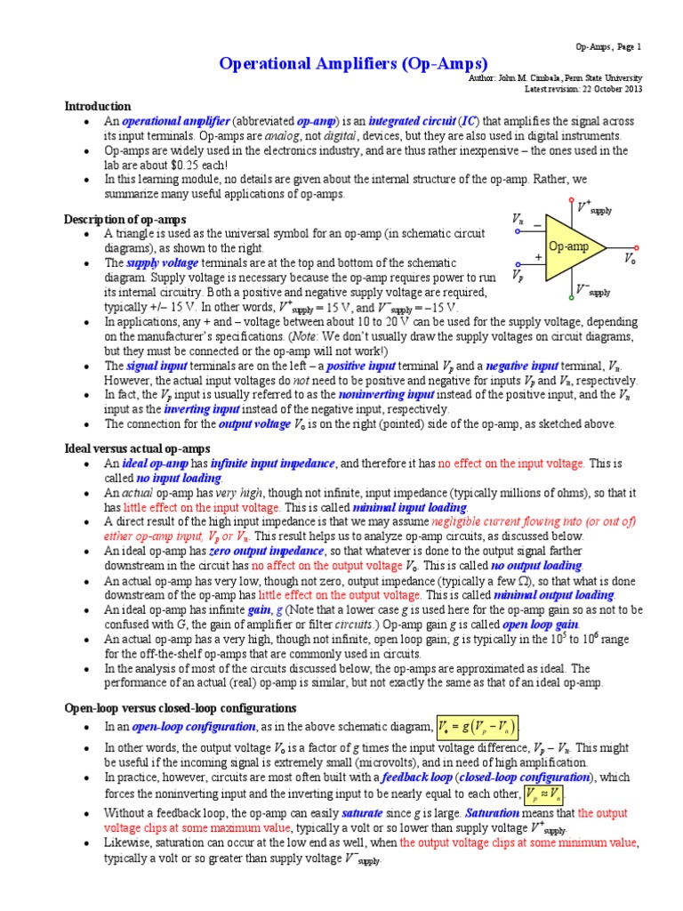 Op Amps Working PDF | PDF