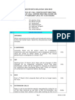 Westports Malaysia Call Center Meeting Minutes