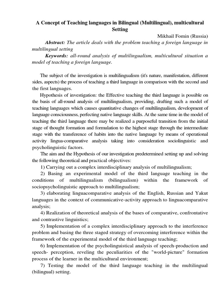 Teaching Languages in Multilingual Contexts | PDF | Multilingualism ...