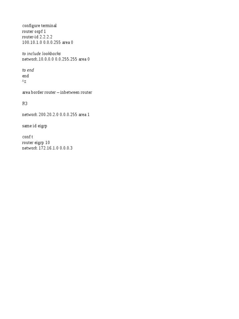 OSPF and EIGRP Router Configuration Guide | PDF
